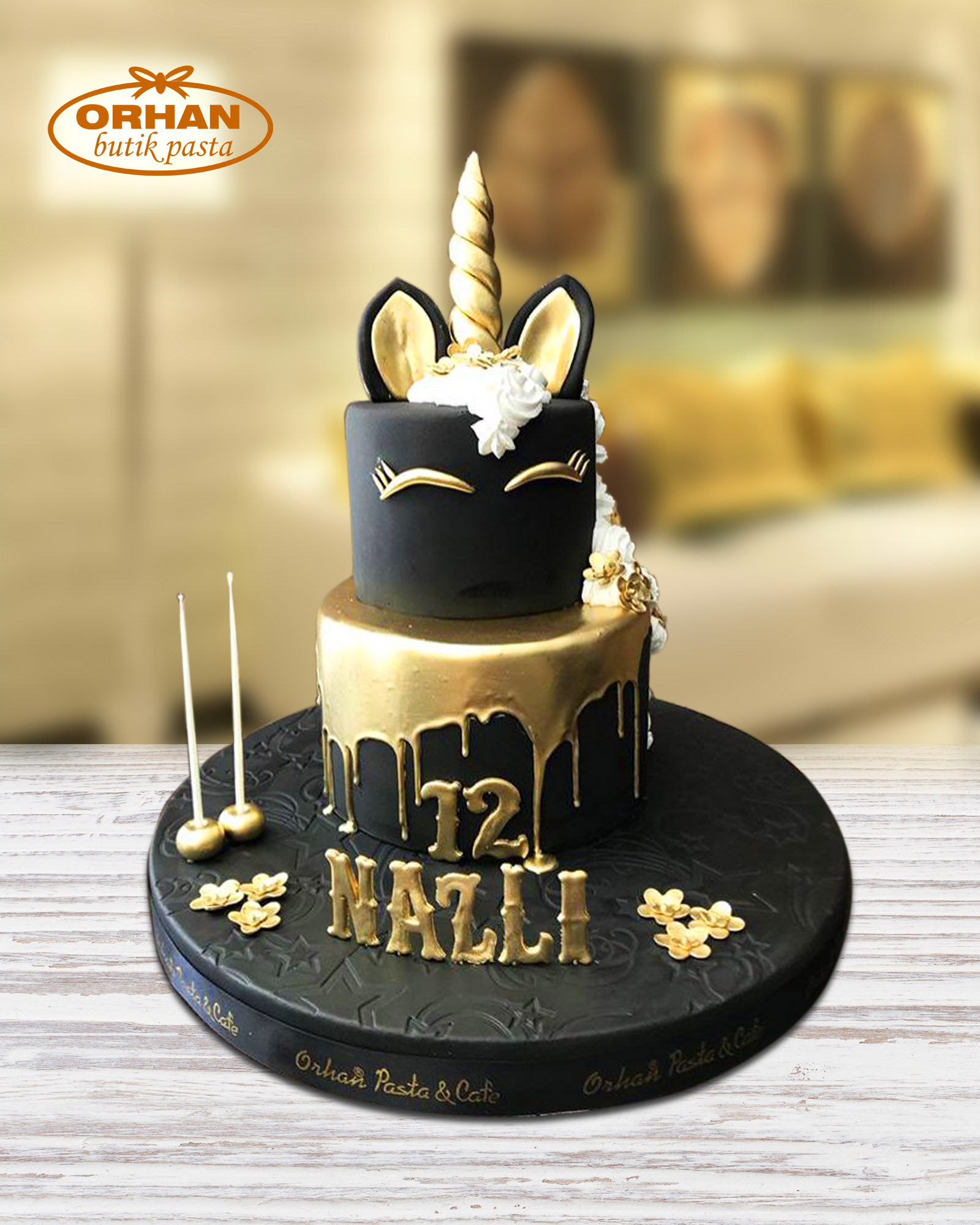 Golden Unicorn Kız doğum günü pastası