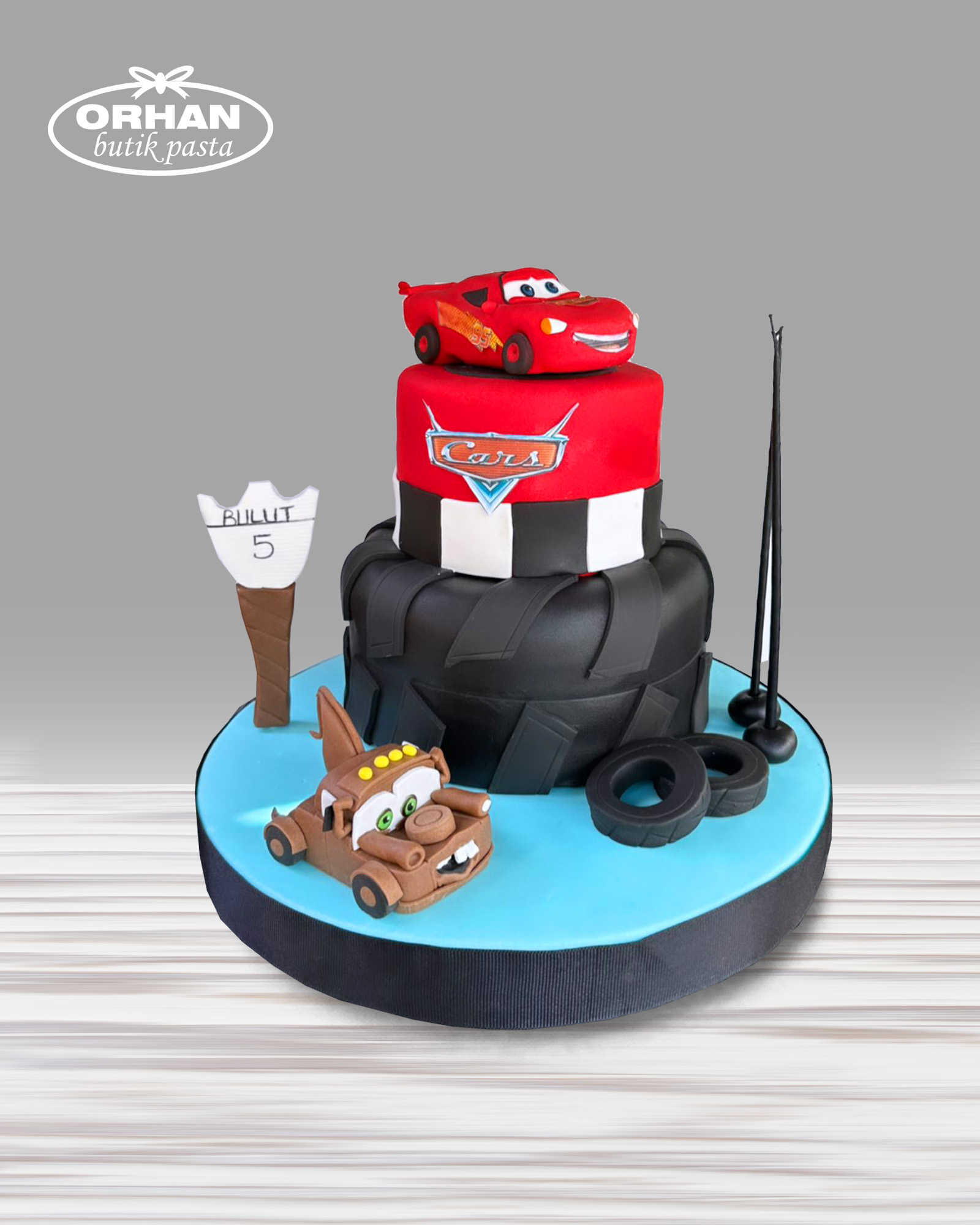 Cars Araba Konsepti Doğum Günü pastası